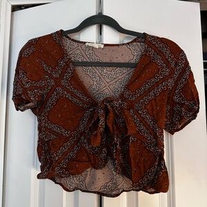 Front Tie Patterned Top